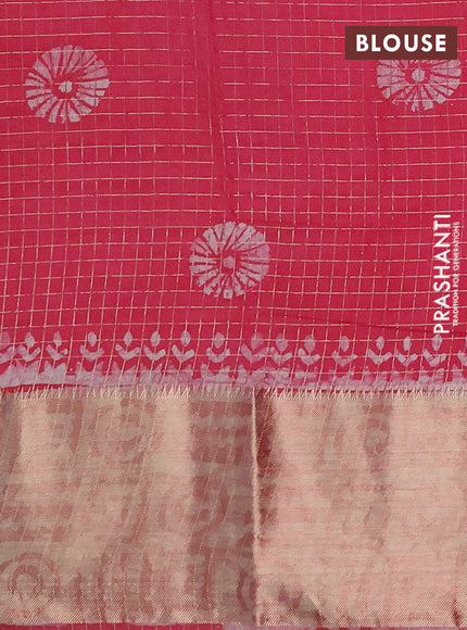 Pink Semi Chanderi Saree - Batik Prints