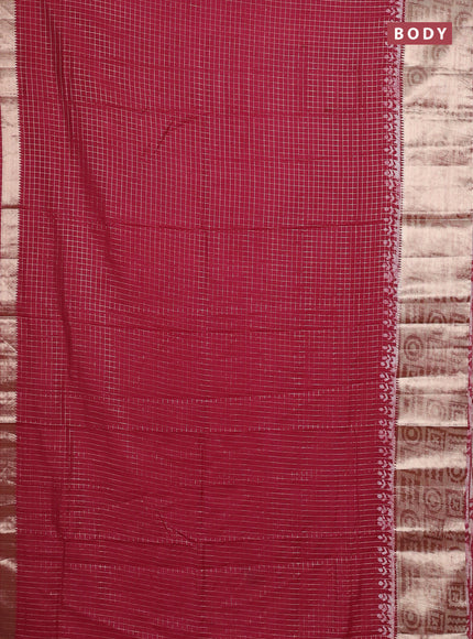 Maroon Semi Chanderi Saree - Batik Prints