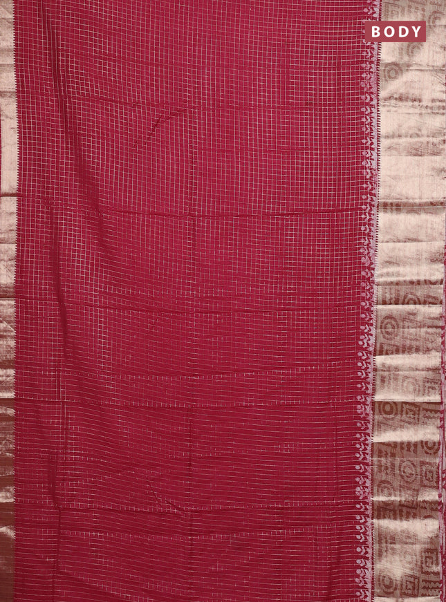 Maroon Semi Chanderi Saree - Batik Prints
