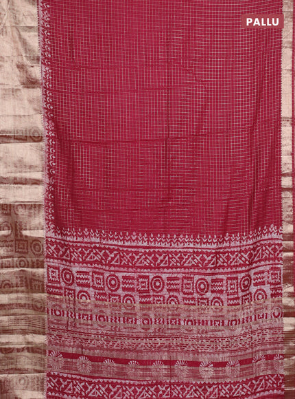 Maroon Semi Chanderi Saree - Batik Prints
