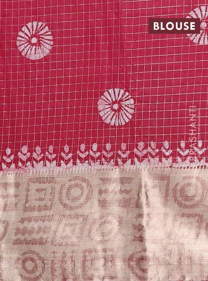 Maroon Semi Chanderi Saree - Batik Prints