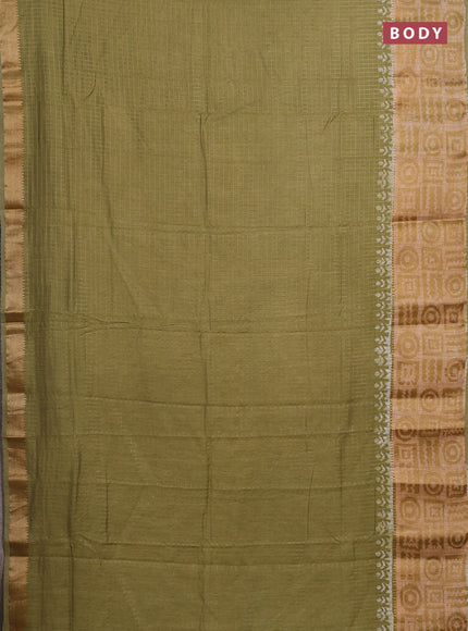 Mehendi Green Semi Chanderi Saree - Batik Prints