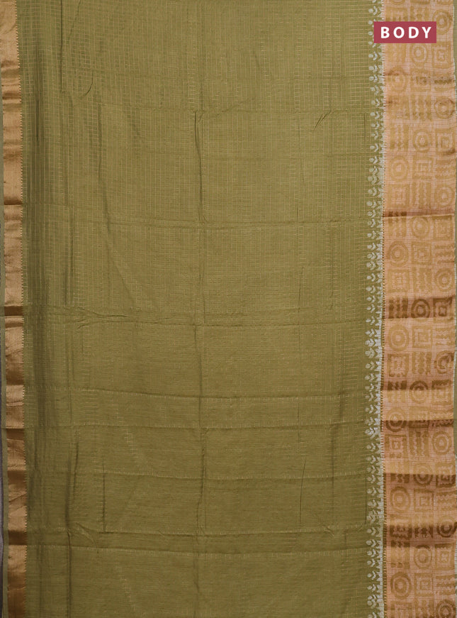 Mehendi Green Semi Chanderi Saree - Batik Prints