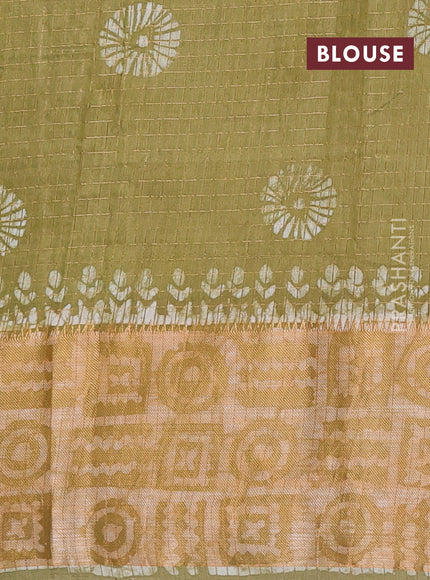 Mehendi Green Semi Chanderi Saree - Batik Prints
