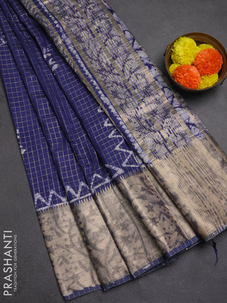 Blue Semi Chanderi Saree - Batik Prints