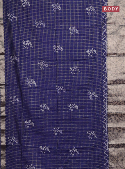 Blue Semi Chanderi Saree - Batik Prints
