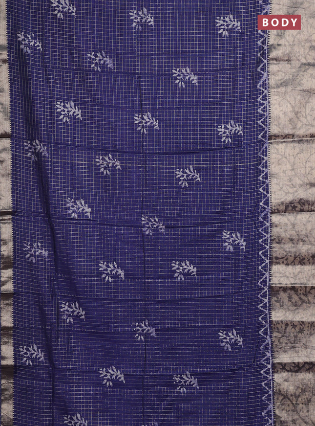 Blue Semi Chanderi Saree - Batik Prints