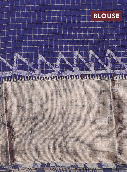 Blue Semi Chanderi Saree - Batik Prints