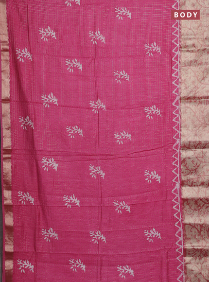 Pink Semi Chanderi Saree - Batik Prints