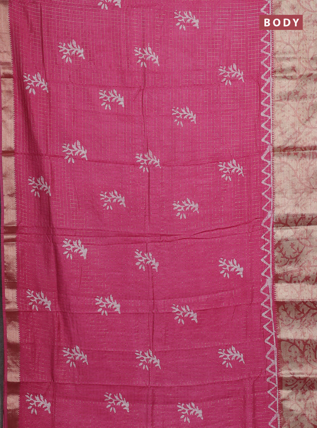 Pink Semi Chanderi Saree - Batik Prints