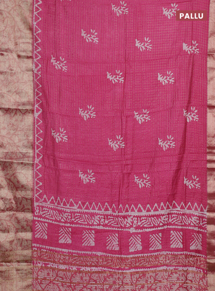 Pink Semi Chanderi Saree - Batik Prints