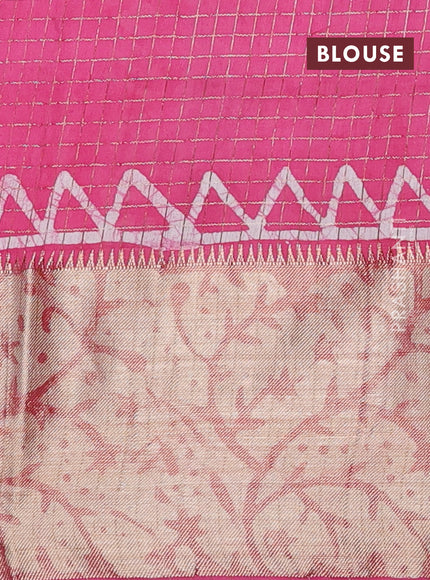 Pink Semi Chanderi Saree - Batik Prints