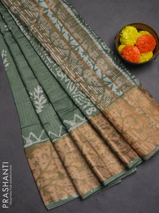 Pastel Green Semi Chanderi Saree - Batik Prints