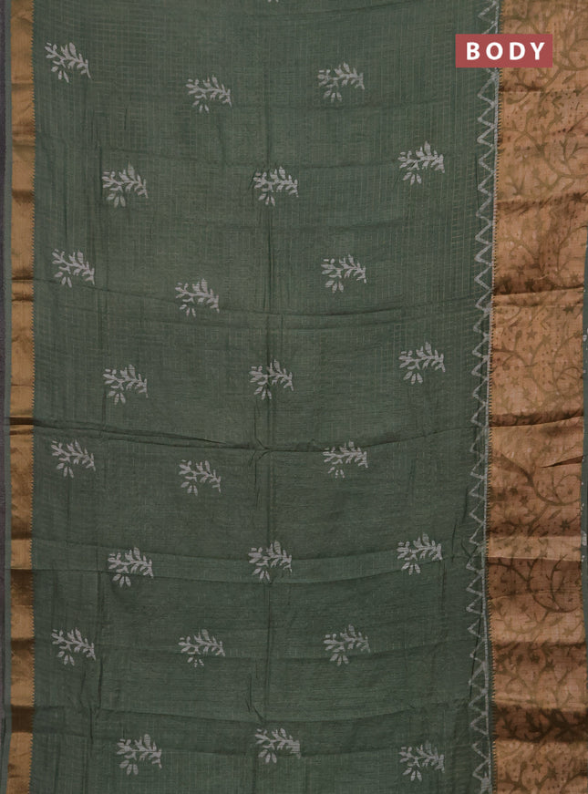 Pastel Green Semi Chanderi Saree - Batik Prints
