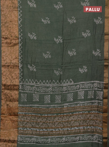 Pastel Green Semi Chanderi Saree - Batik Prints