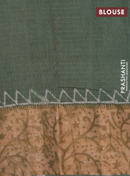 Pastel Green Semi Chanderi Saree - Batik Prints
