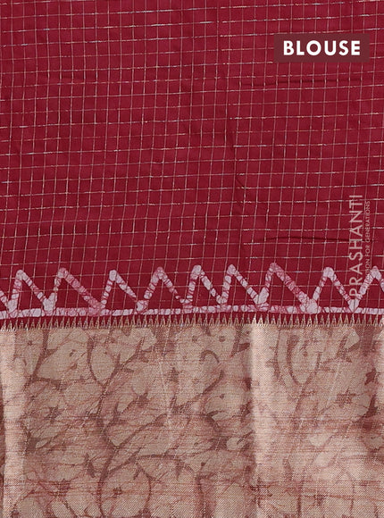 Maroon Semi Chanderi Saree - Batik Prints