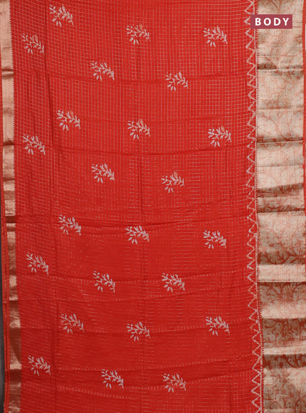 Orange Semi Chanderi Saree - Batik Prints