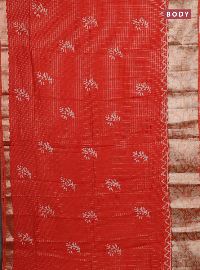 Orange Semi Chanderi Saree - Batik Prints