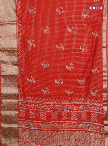 Orange Semi Chanderi Saree - Batik Prints