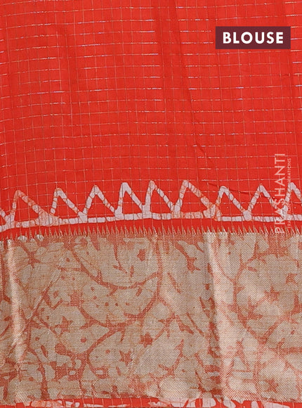 Orange Semi Chanderi Saree - Batik Prints