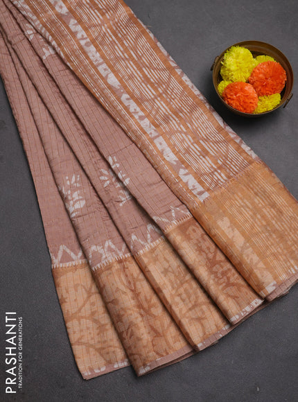Beige Semi Chanderi Saree - Batik Prints