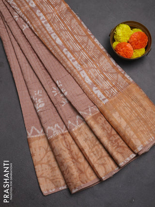 Beige Semi Chanderi Saree - Batik Prints