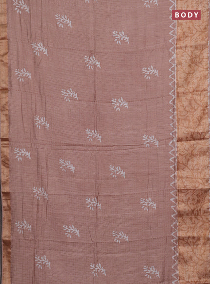 Beige Semi Chanderi Saree - Batik Prints