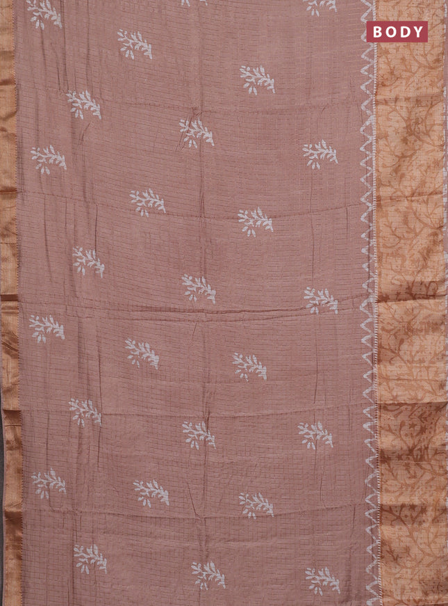 Beige Semi Chanderi Saree - Batik Prints