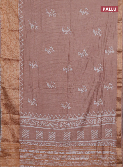 Beige Semi Chanderi Saree - Batik Prints