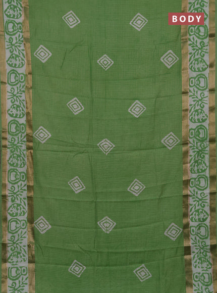 Green Semi Chanderi Saree - Batik Prints