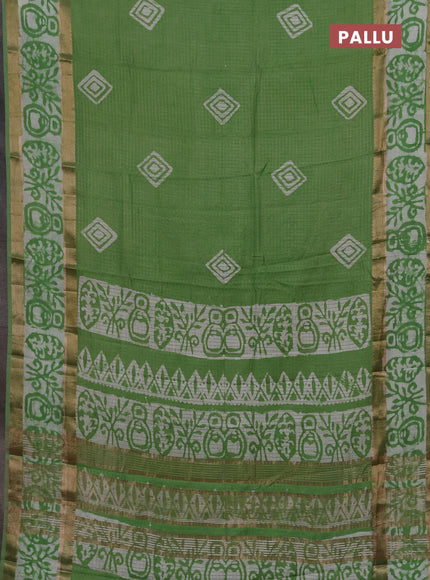 Green Semi Chanderi Saree - Batik Prints