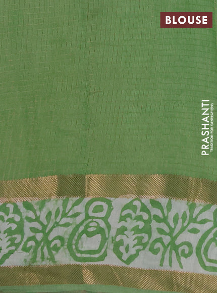 Green Semi Chanderi Saree - Batik Prints