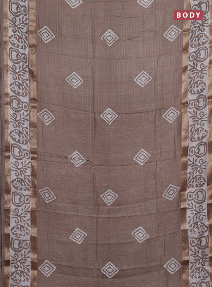 Grey Semi Chanderi Saree - Batik Prints