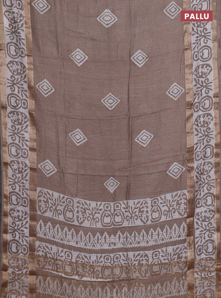 Grey Semi Chanderi Saree - Batik Prints