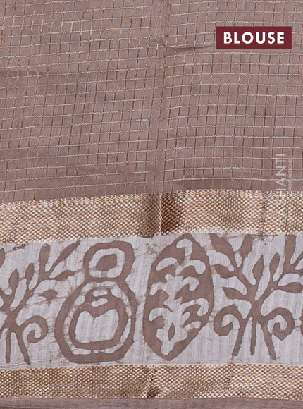 Grey Semi Chanderi Saree - Batik Prints