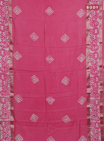 Pink Semi Chanderi Saree - Batik Prints