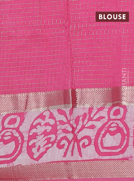 Pink Semi Chanderi Saree - Batik Prints