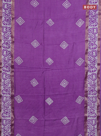 Lavender Semi Chanderi Saree - Batik Prints