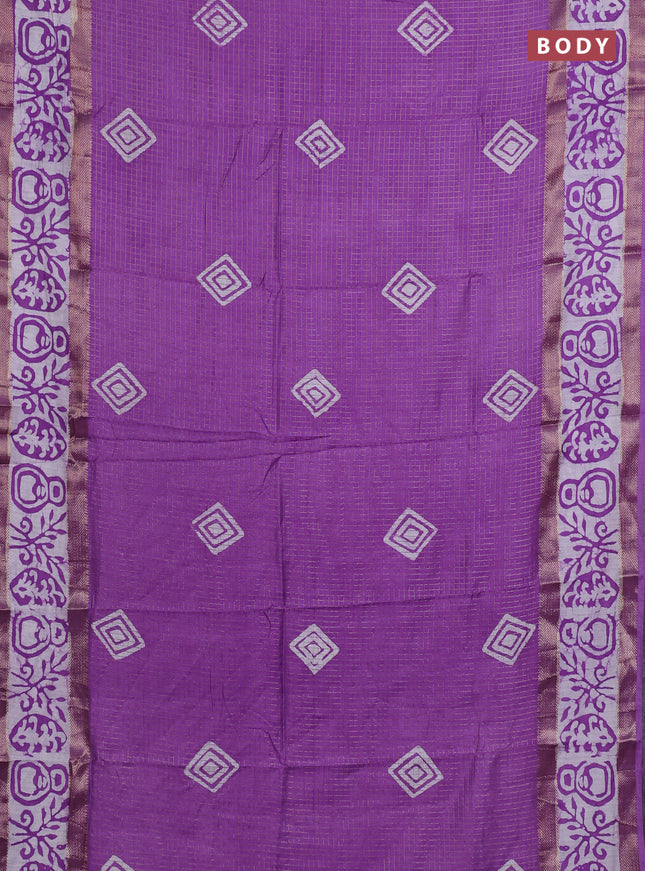 Lavender Semi Chanderi Saree - Batik Prints