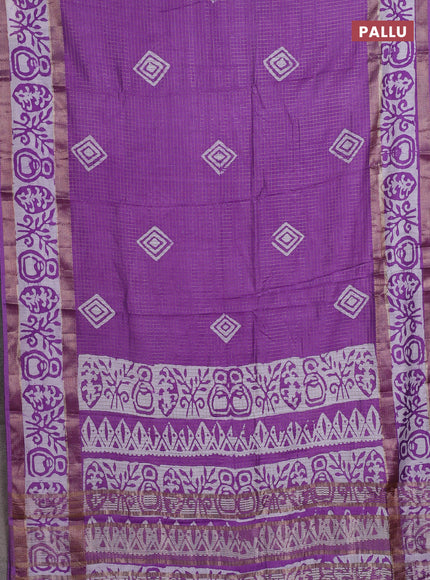 Lavender Semi Chanderi Saree - Batik Prints