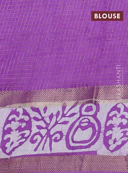 Lavender Semi Chanderi Saree - Batik Prints