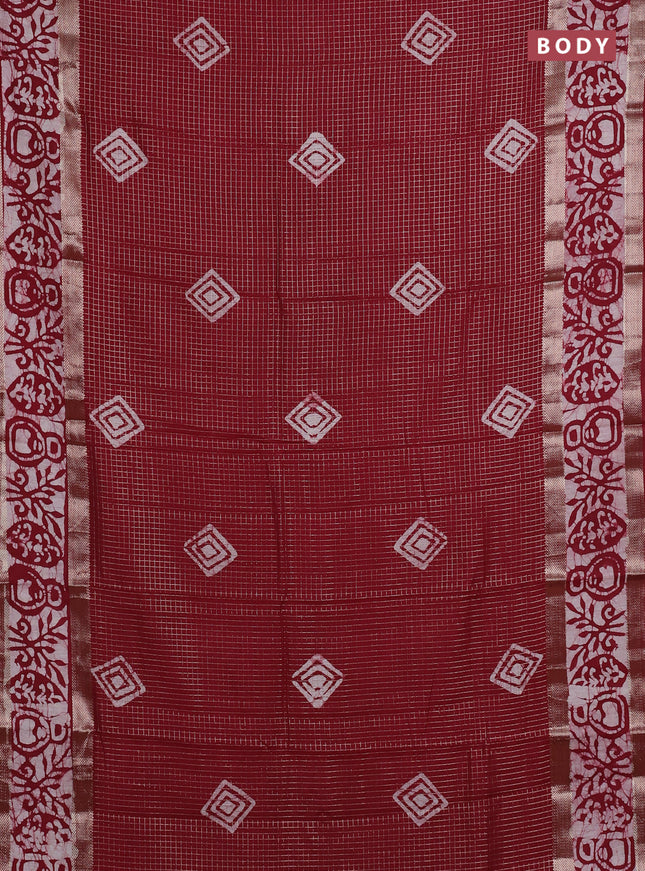 Maroon Semi Chanderi Saree - Batik Prints