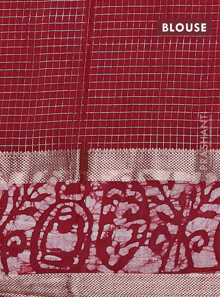 Maroon Semi Chanderi Saree - Batik Prints
