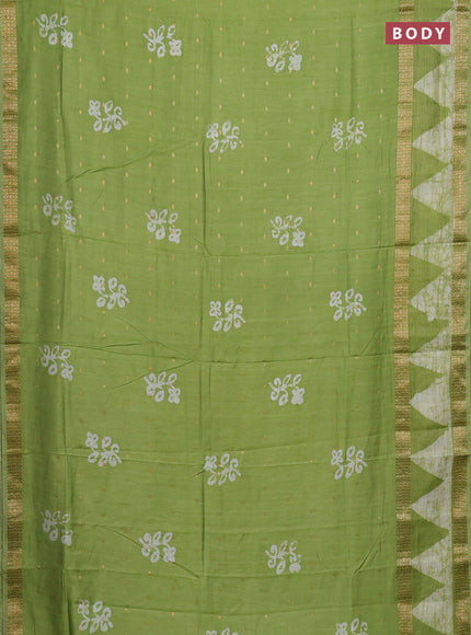 Green Semi Chanderi Saree - Batik Prints