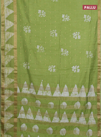 Green Semi Chanderi Saree - Batik Prints