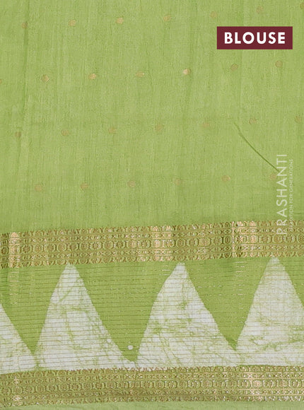 Green Semi Chanderi Saree - Batik Prints