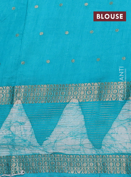 Teal Green Semi Chanderi Saree - Batik Prints