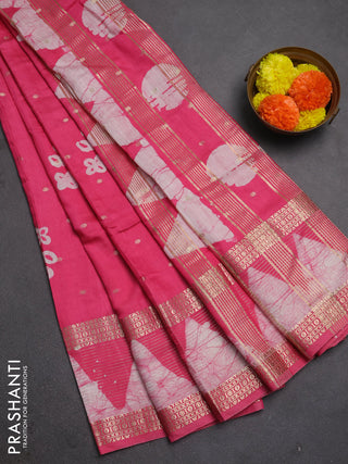 Pink Semi Chanderi Saree - Batik Prints