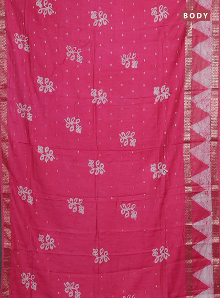 Pink Semi Chanderi Saree - Batik Prints